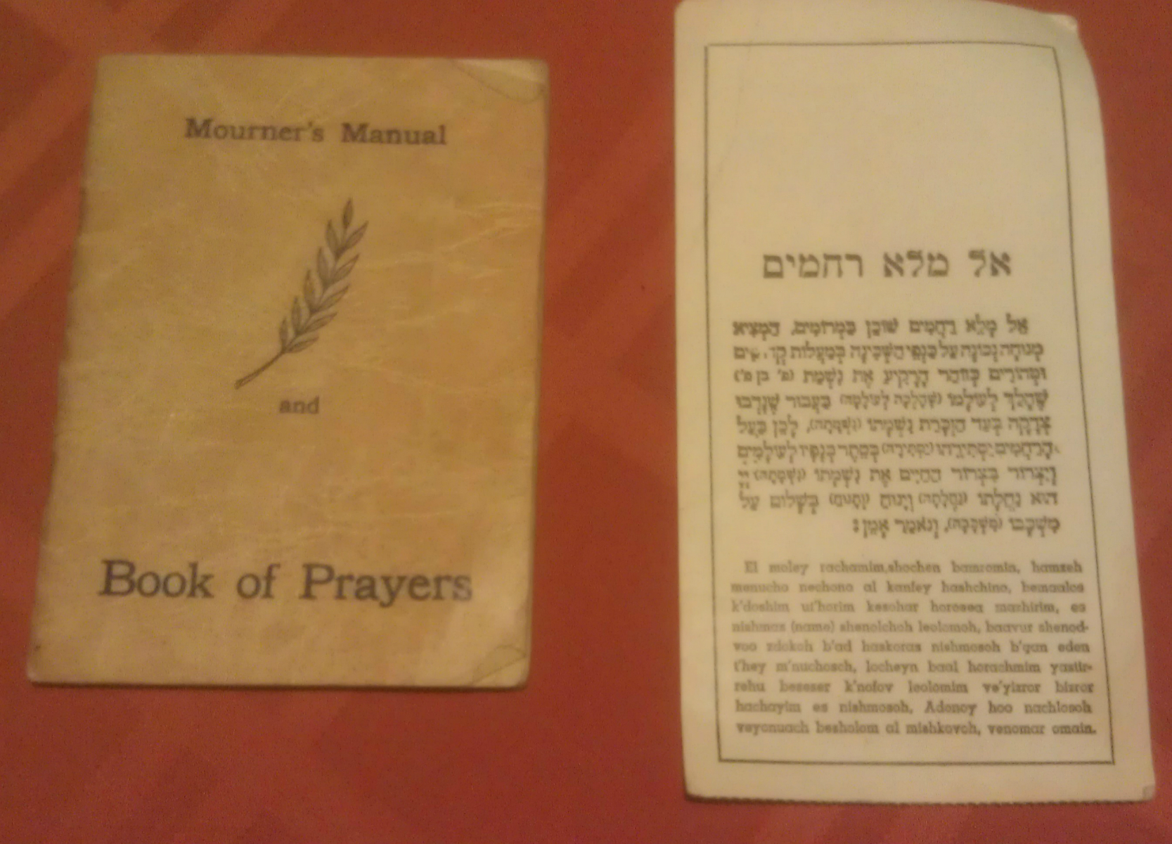 Sara Shenkler memorial prayerbook & card